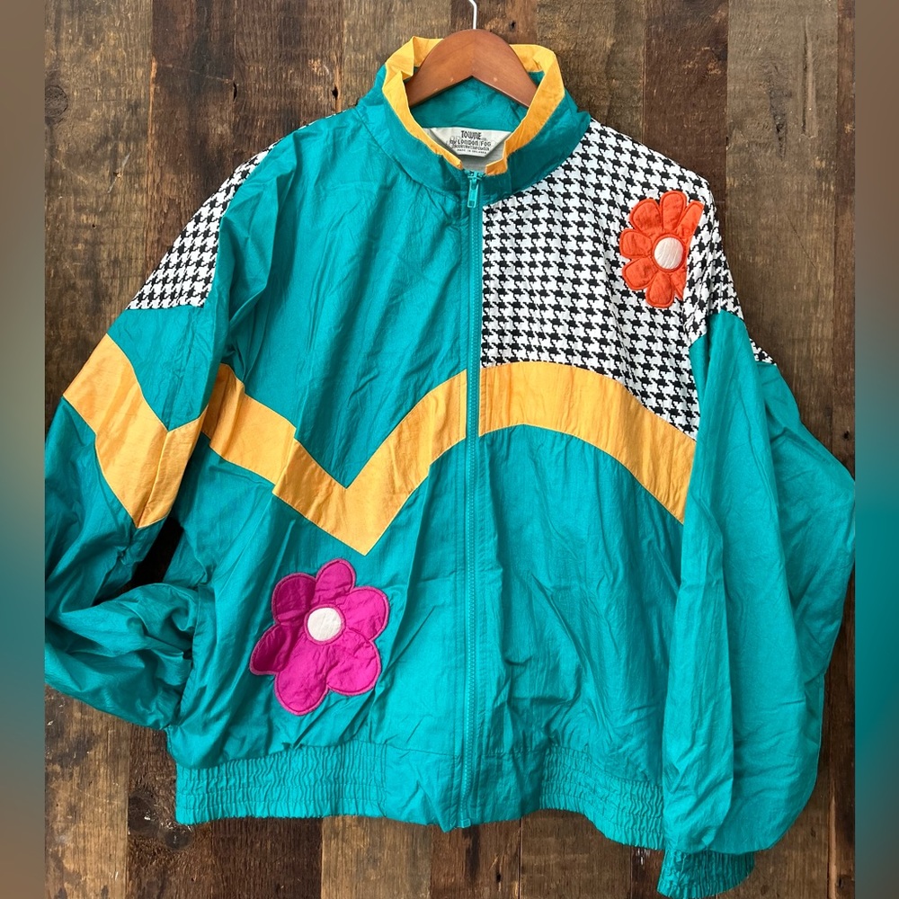 Amazing Vintage Towne by London Fog windbreaker spring track jacket flowers L